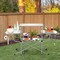 Fold-able Outdoor BBQ Table Grilling Stand with Steel Frame and Paper Towel Holder